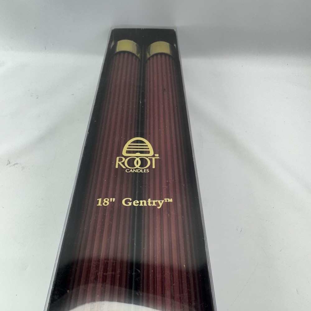 2 Vintage Gentry Root Candles "Wine" Garnet  1-1/4" X 24"  Cathedral Grand Tall